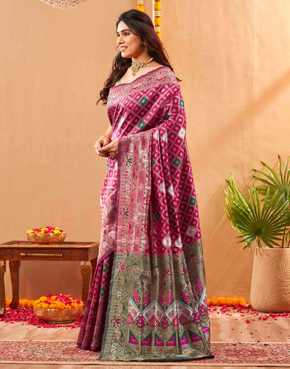 Pink Silk Woven Banarasi Saree