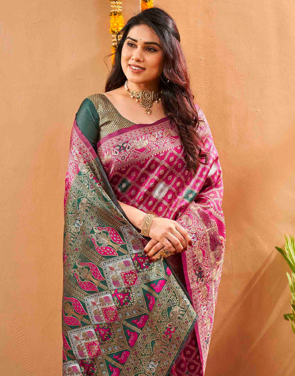 Pink Silk Woven Banarasi Saree