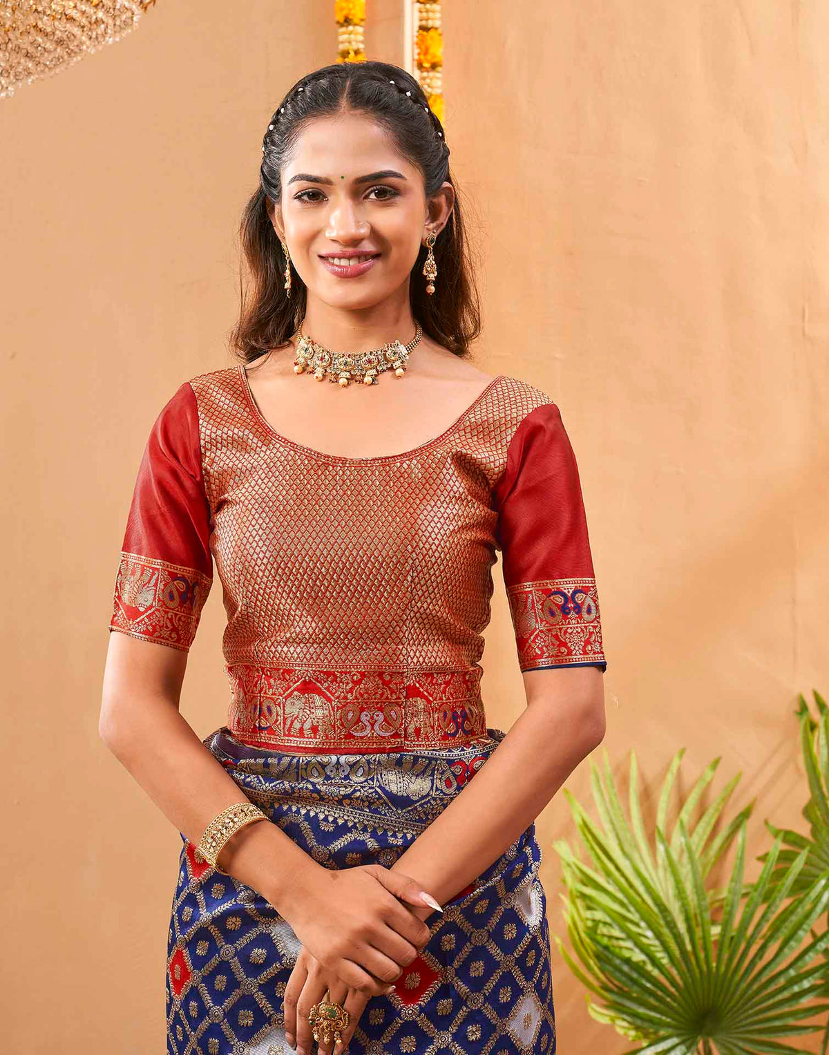 Navy Blue Silk Woven Banarasi Saree