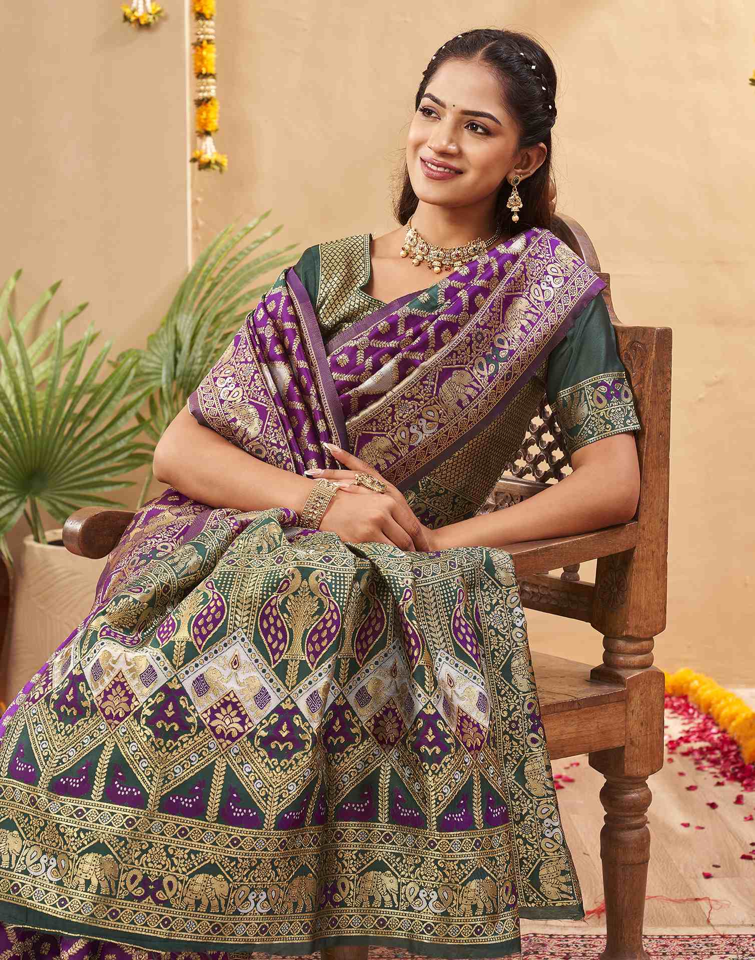 Purple Silk Woven Banarasi Saree