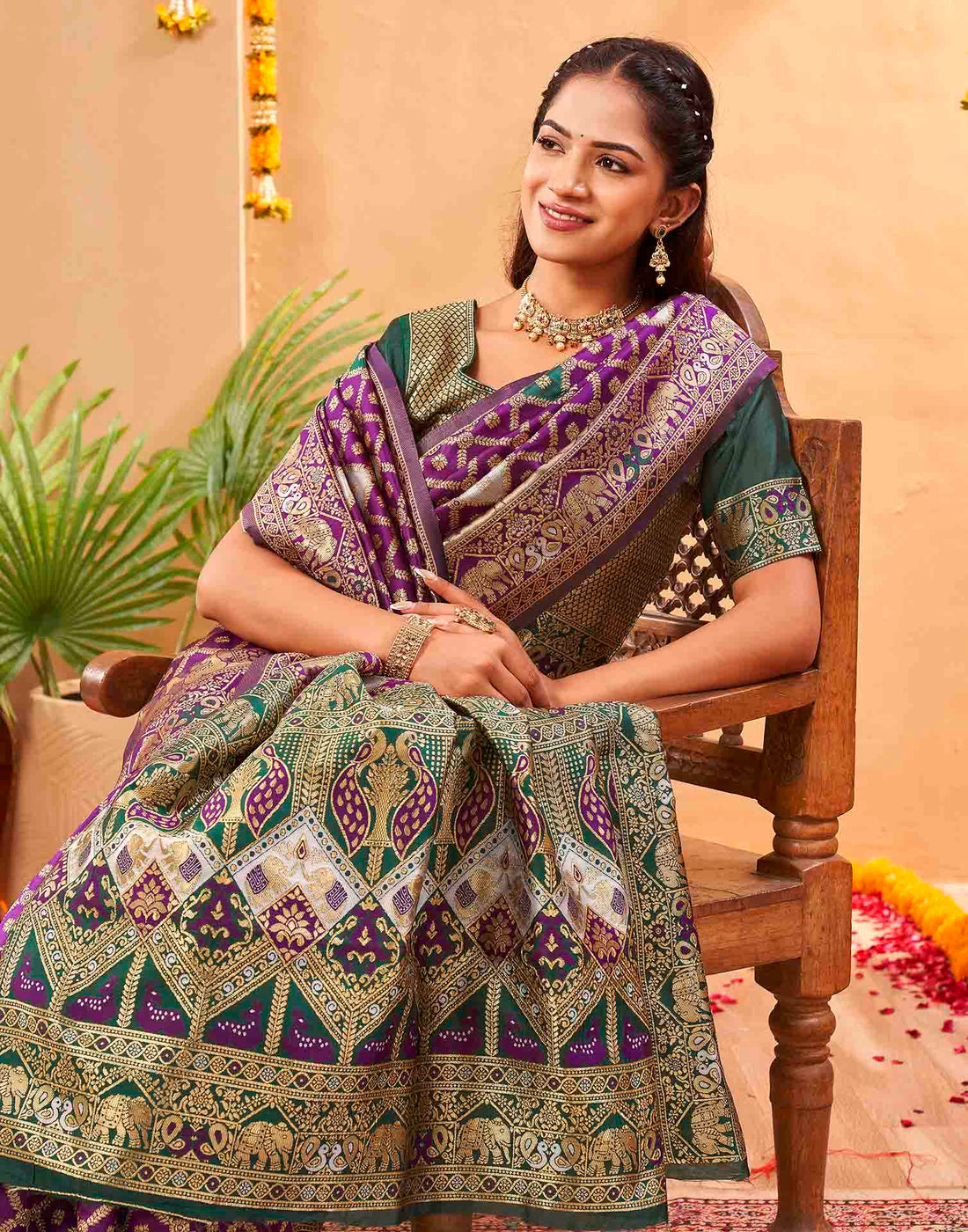 Purple Silk Woven Banarasi Saree