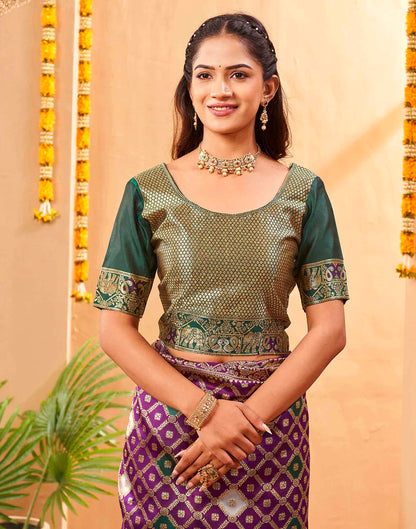 Purple Silk Woven Banarasi Saree