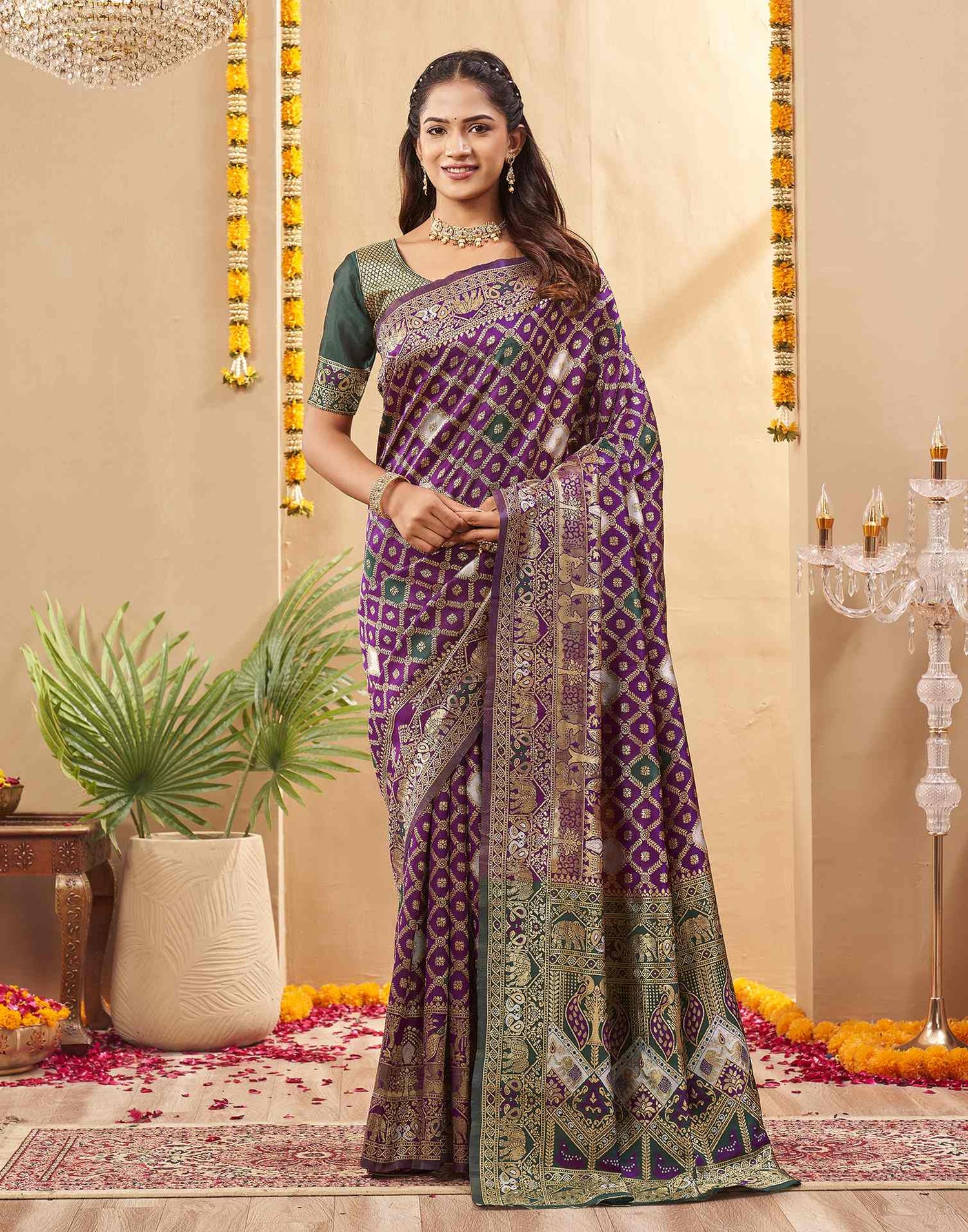 Purple Silk Woven Banarasi Saree