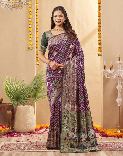 Purple Silk Woven Banarasi Saree