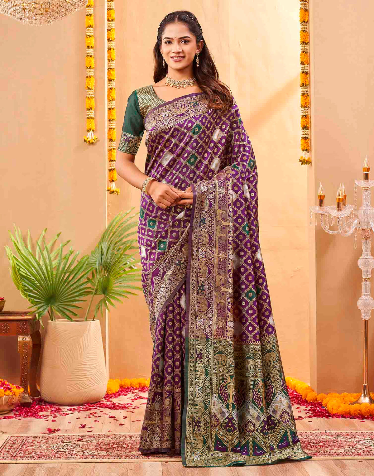 Purple Silk Woven Banarasi Saree