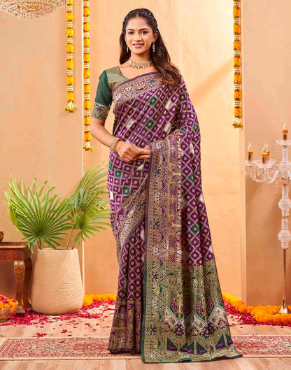 Purple Silk Woven Banarasi Saree