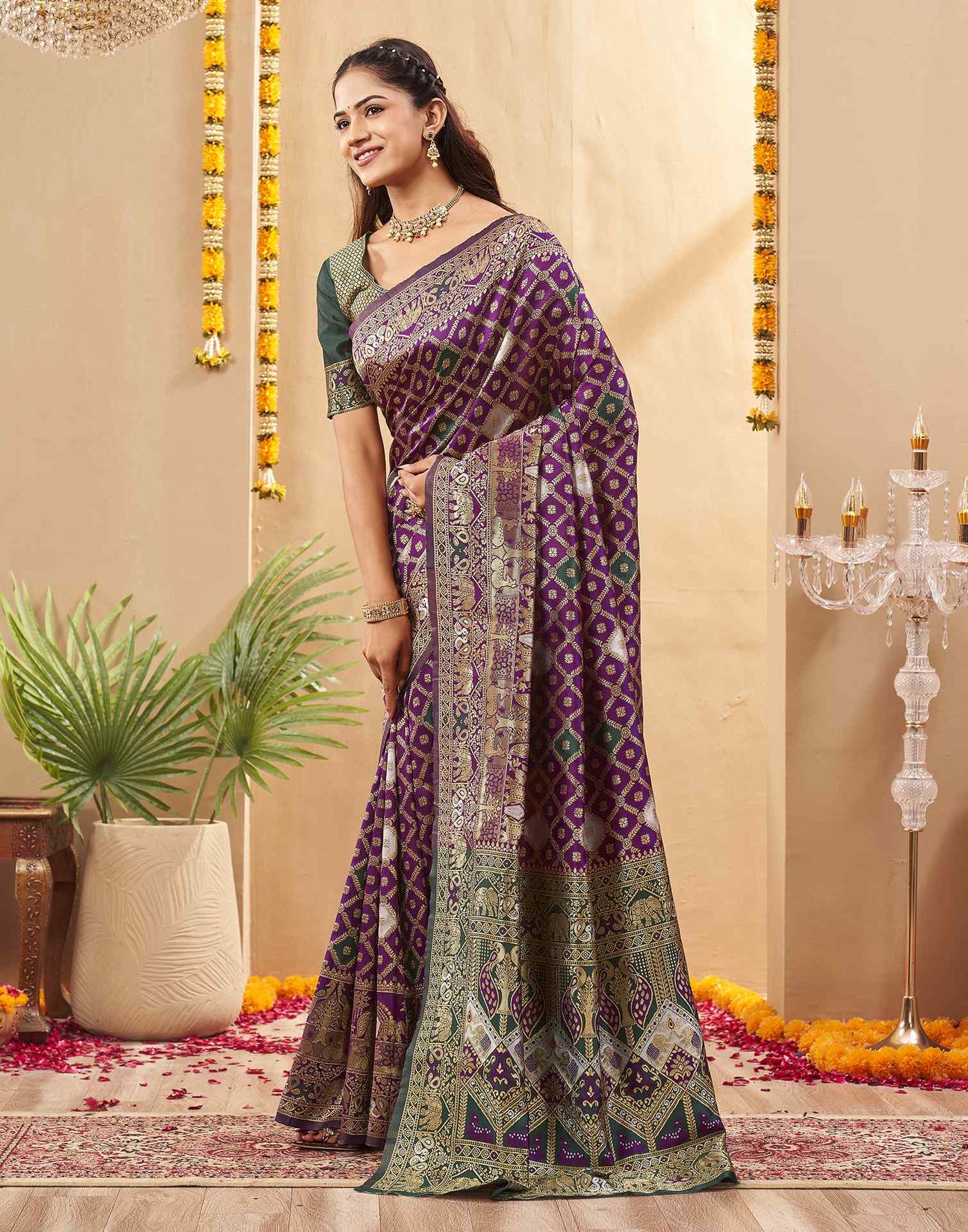 Purple Silk Woven Banarasi Saree