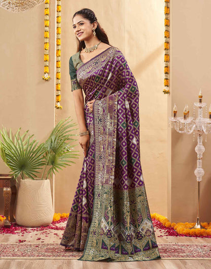 Purple Silk Woven Banarasi Saree