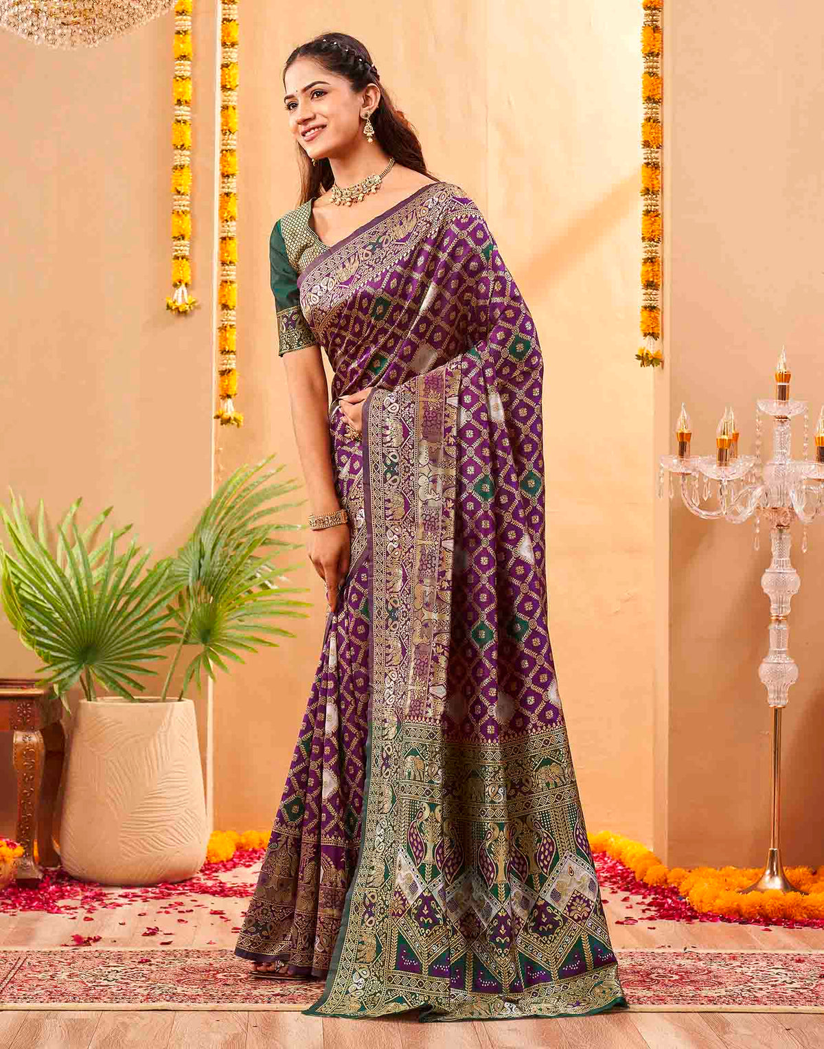 Purple Silk Woven Banarasi Saree