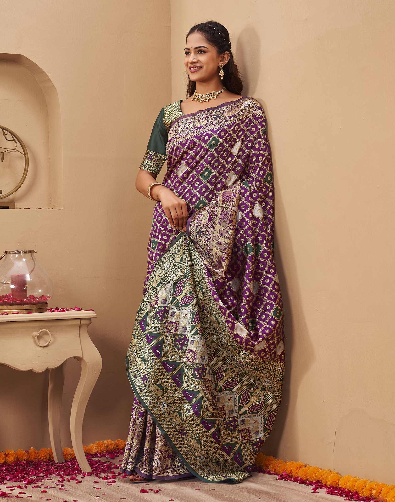 Purple Silk Woven Banarasi Saree