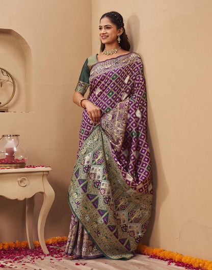 Purple Silk Woven Banarasi Saree