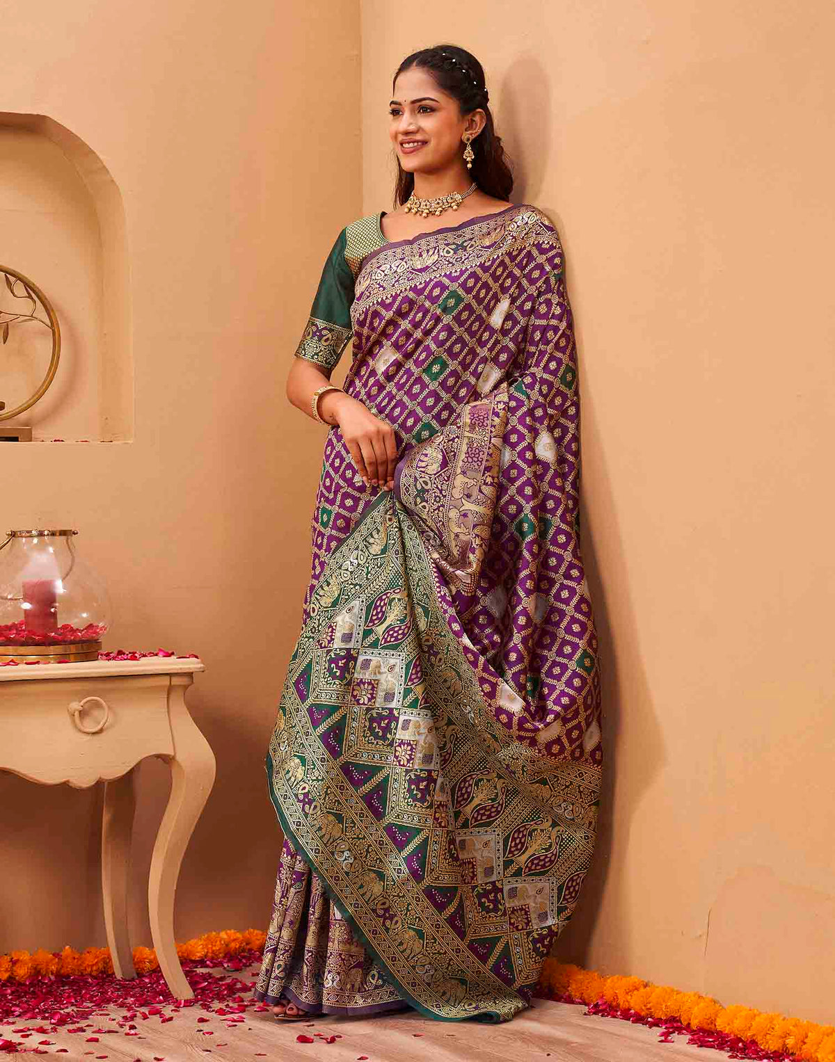 Purple Silk Woven Banarasi Saree
