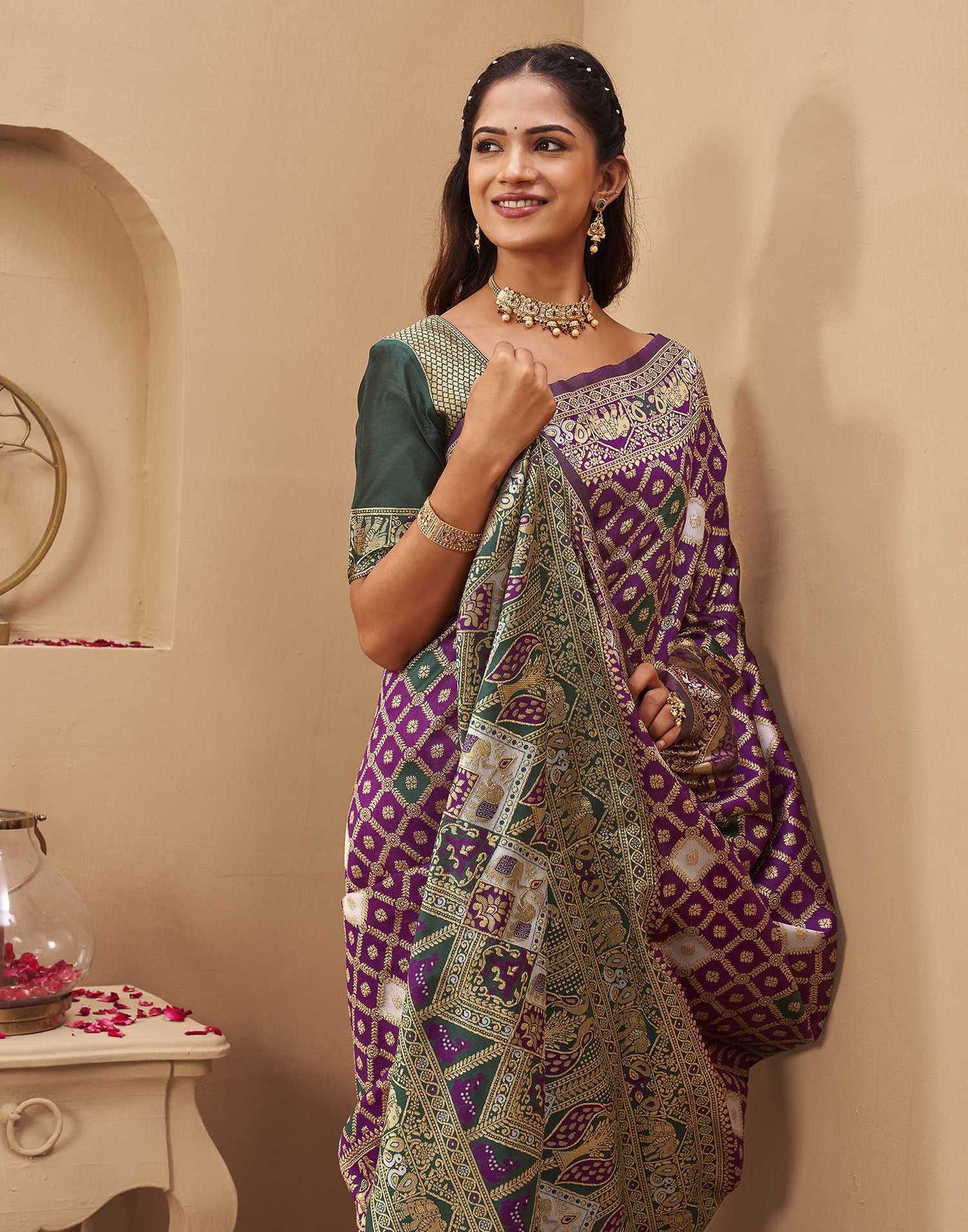 Purple Silk Woven Banarasi Saree