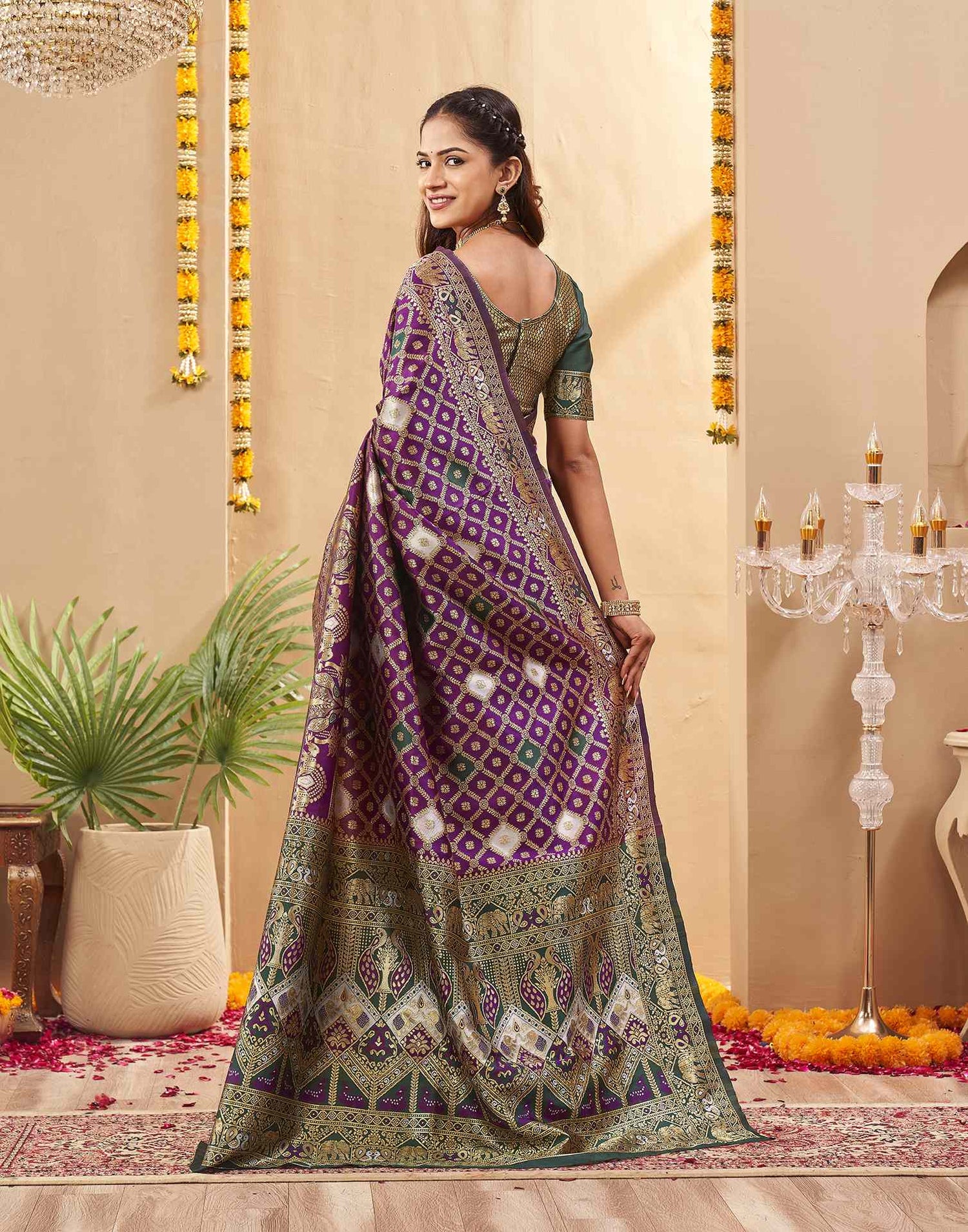 Purple Silk Woven Banarasi Saree