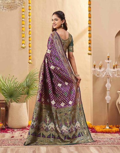 Purple Silk Woven Banarasi Saree