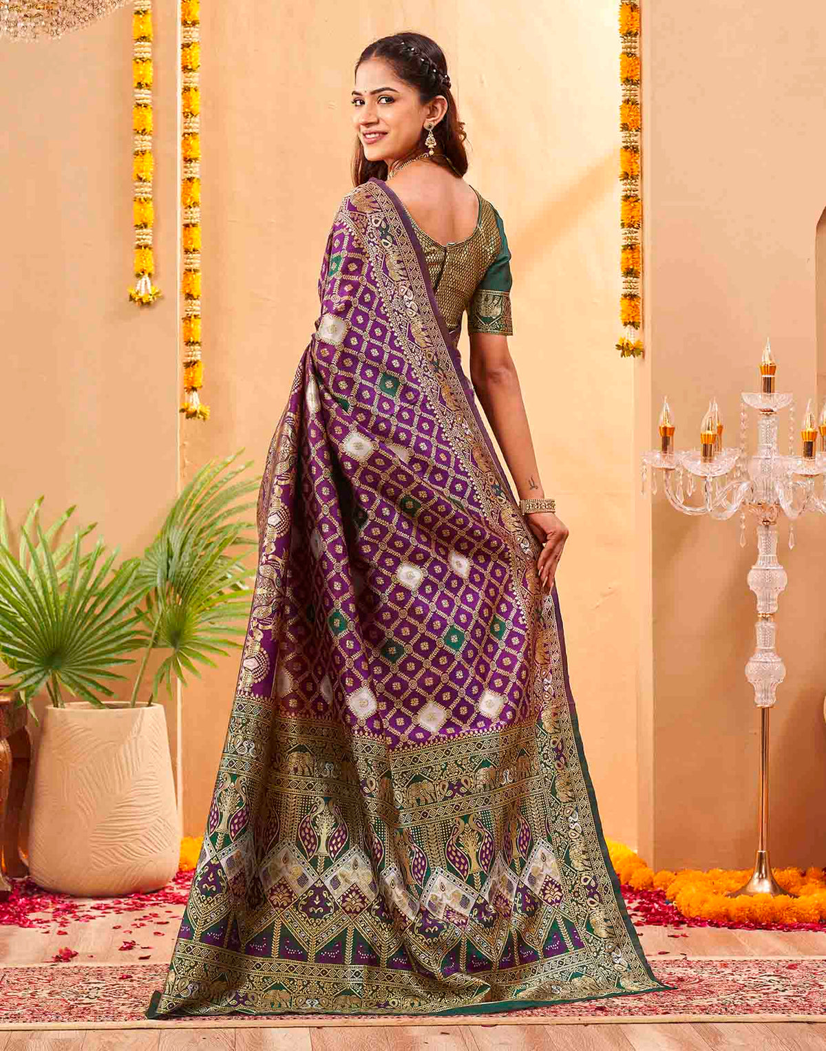 Purple Silk Woven Banarasi Saree