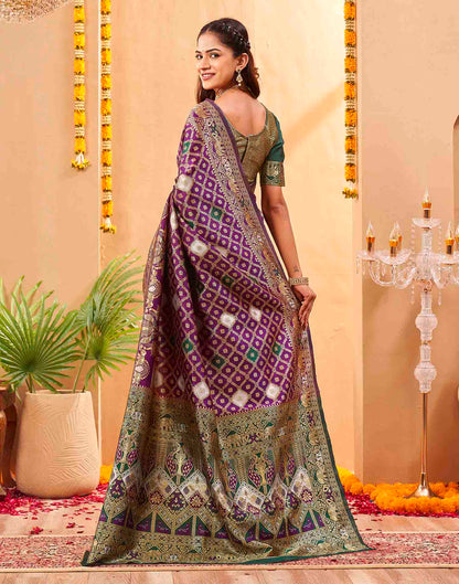 Purple Silk Woven Banarasi Saree