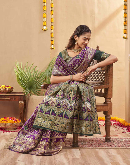 Purple Silk Woven Banarasi Saree