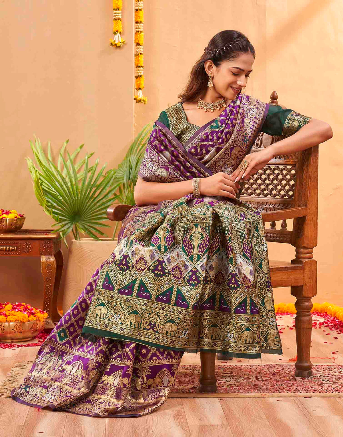 Purple Silk Woven Banarasi Saree