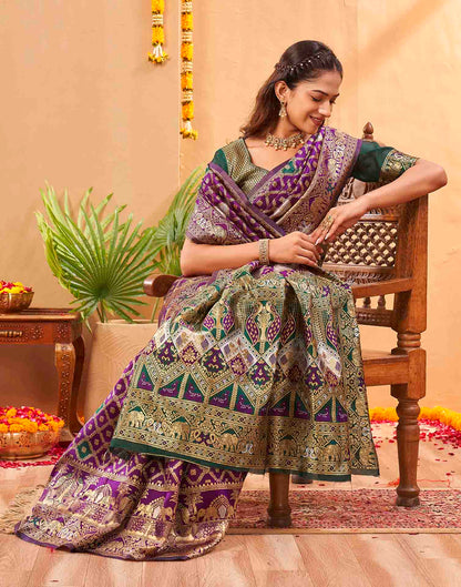 Purple Silk Woven Banarasi Saree