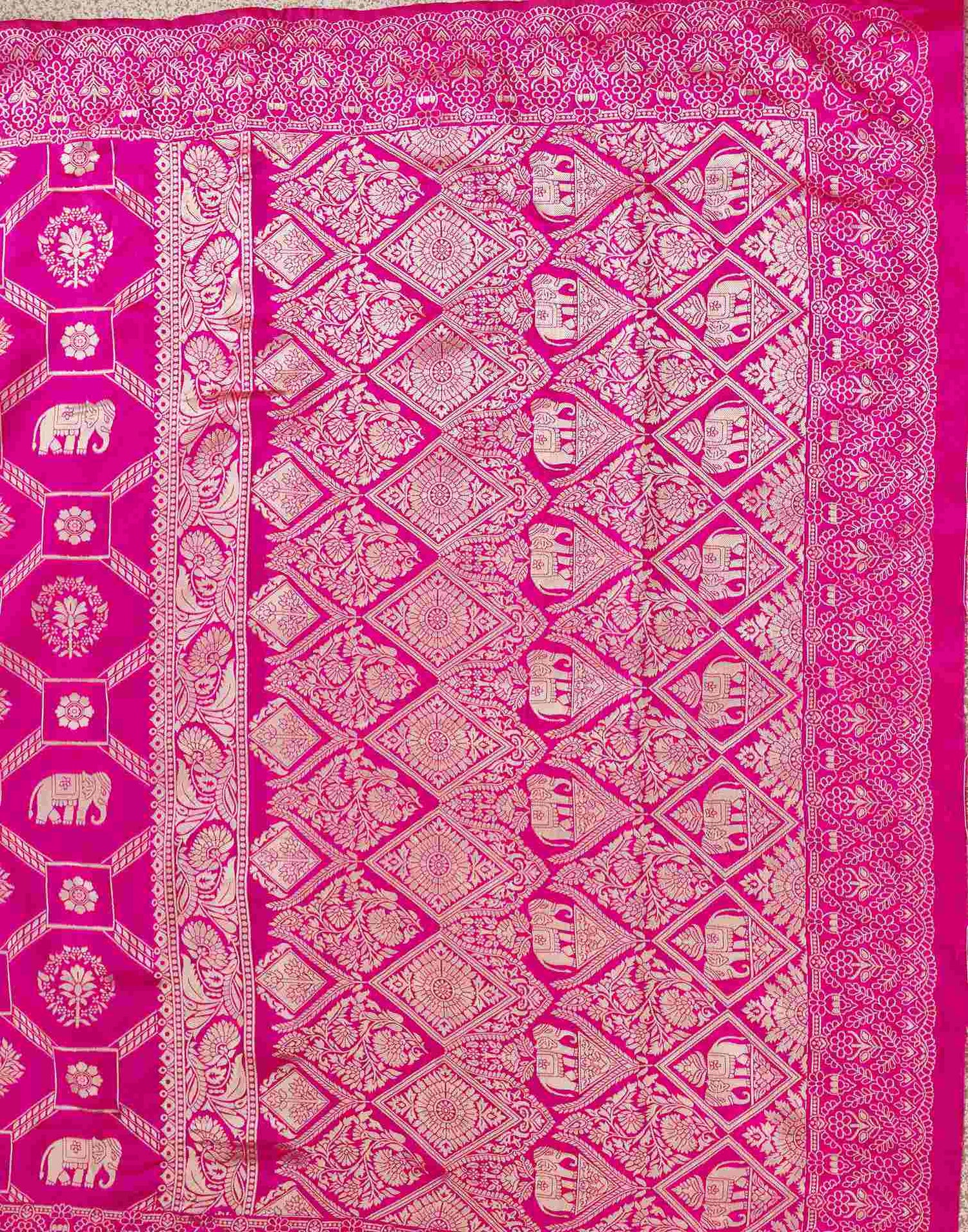 Pink Silk Woven Banarasi Saree
