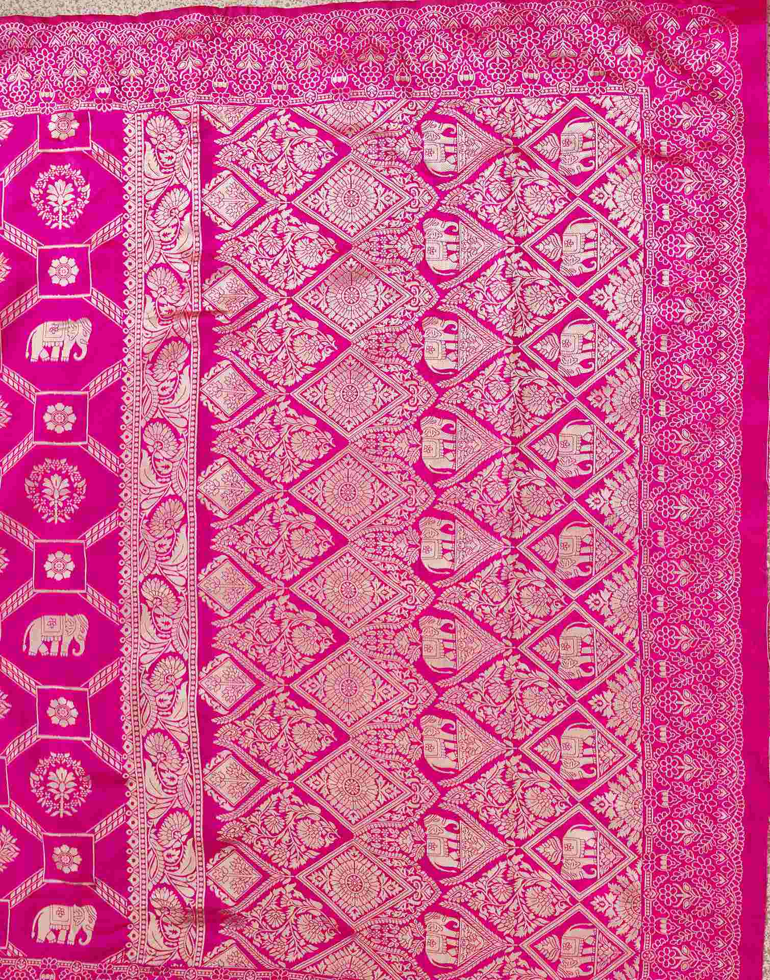 Pink Silk Woven Banarasi Saree