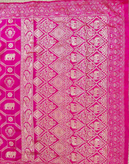 Pink Silk Woven Banarasi Saree