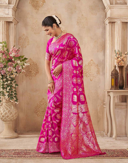 Pink Silk Woven Banarasi Saree
