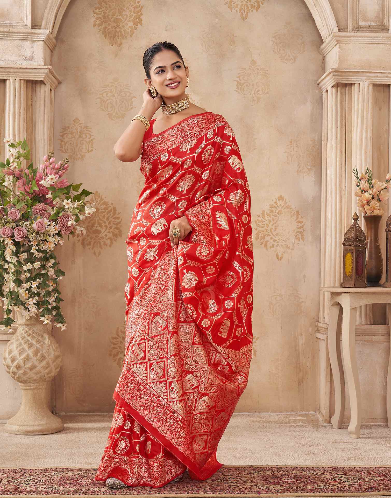 Red Silk Woven Banarasi Saree