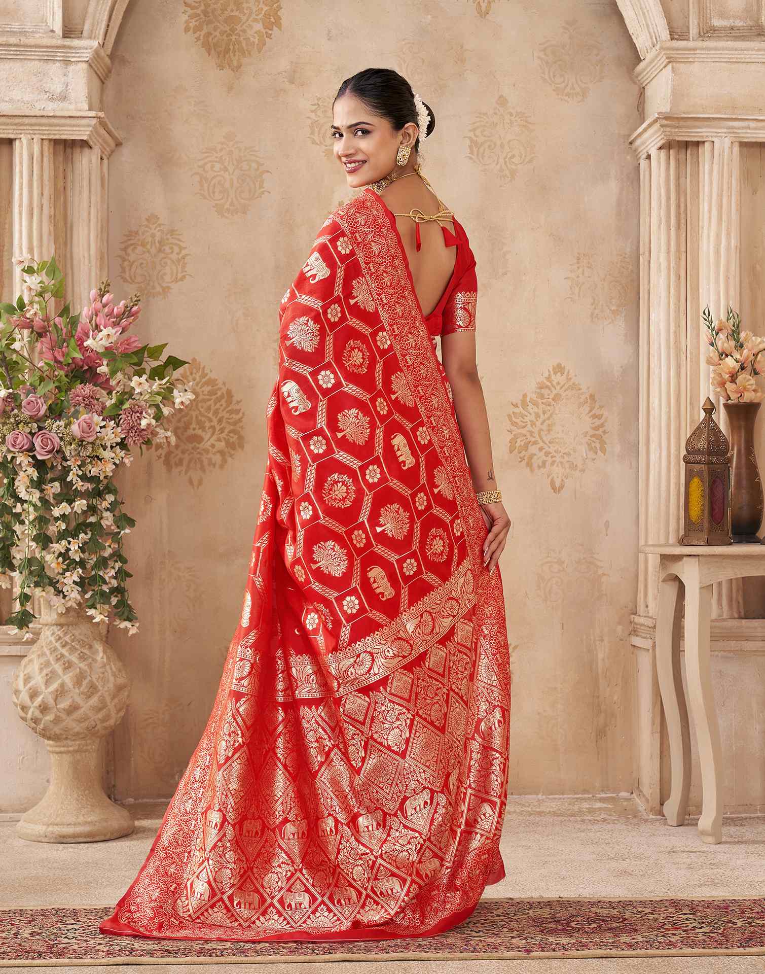 Red Silk Woven Banarasi Saree