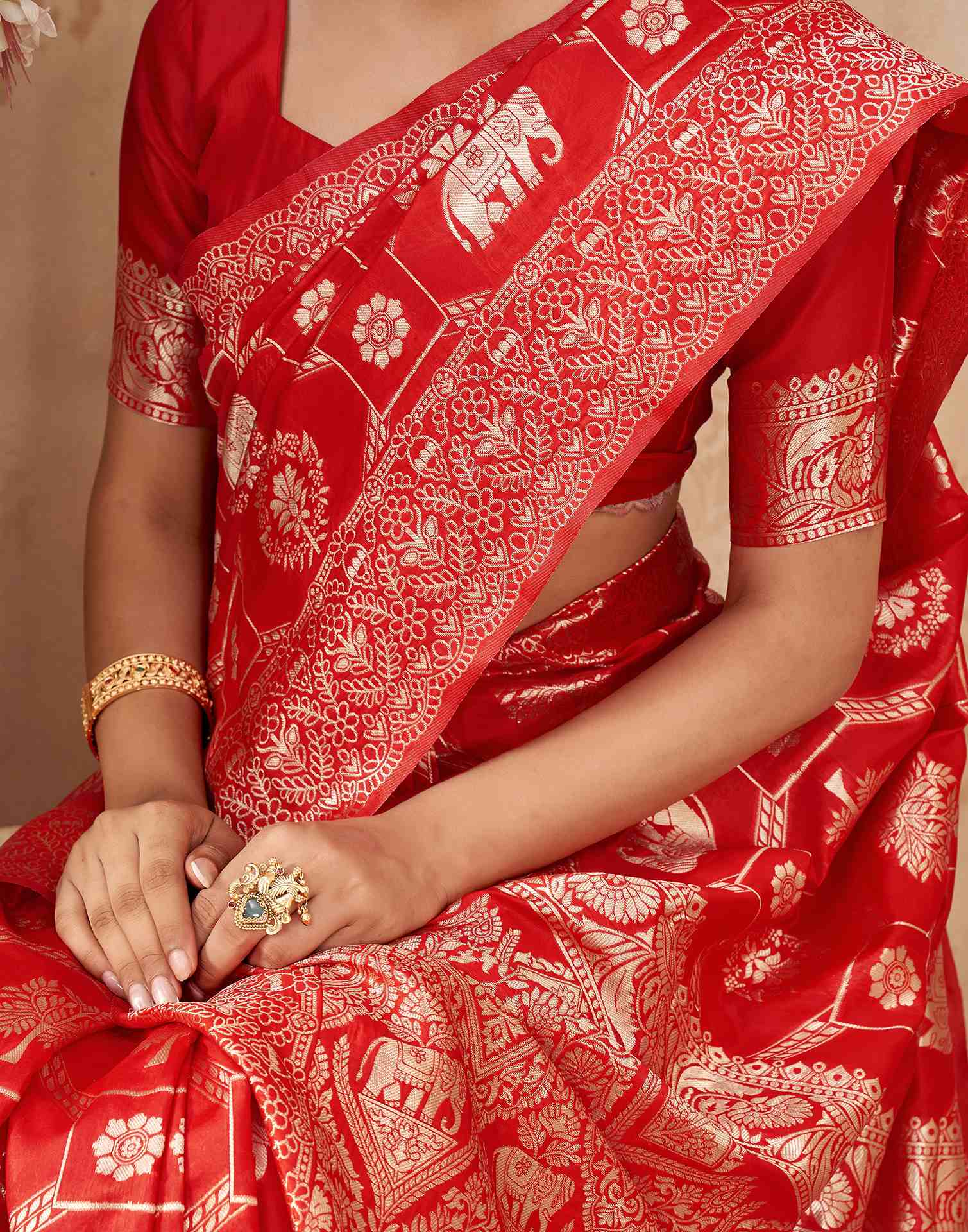 Red Silk Woven Banarasi Saree
