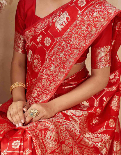 Red Silk Woven Banarasi Saree