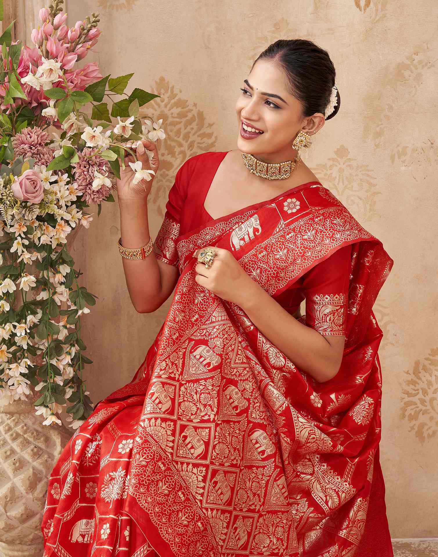 Red Silk Woven Banarasi Saree