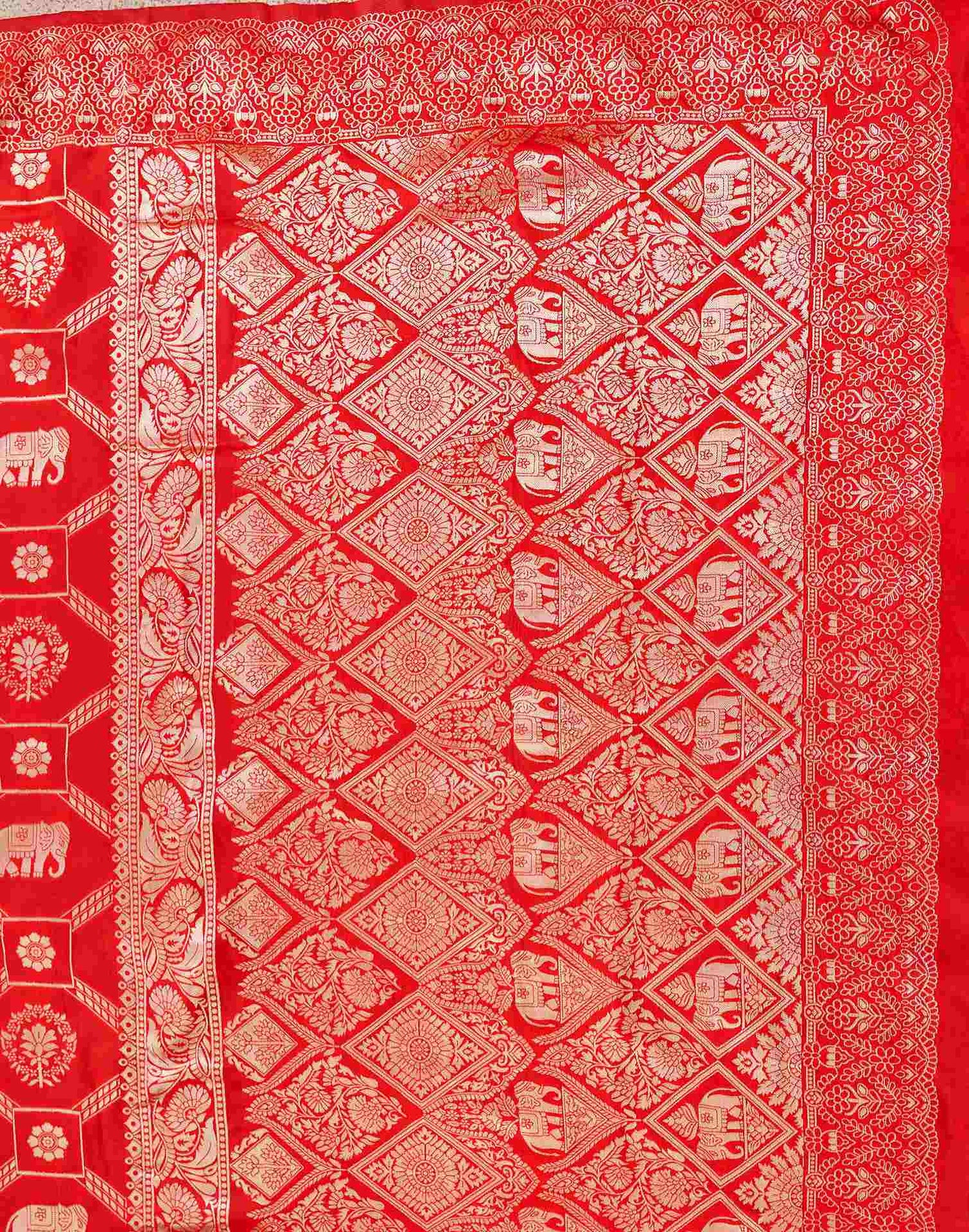 Red Silk Woven Banarasi Saree