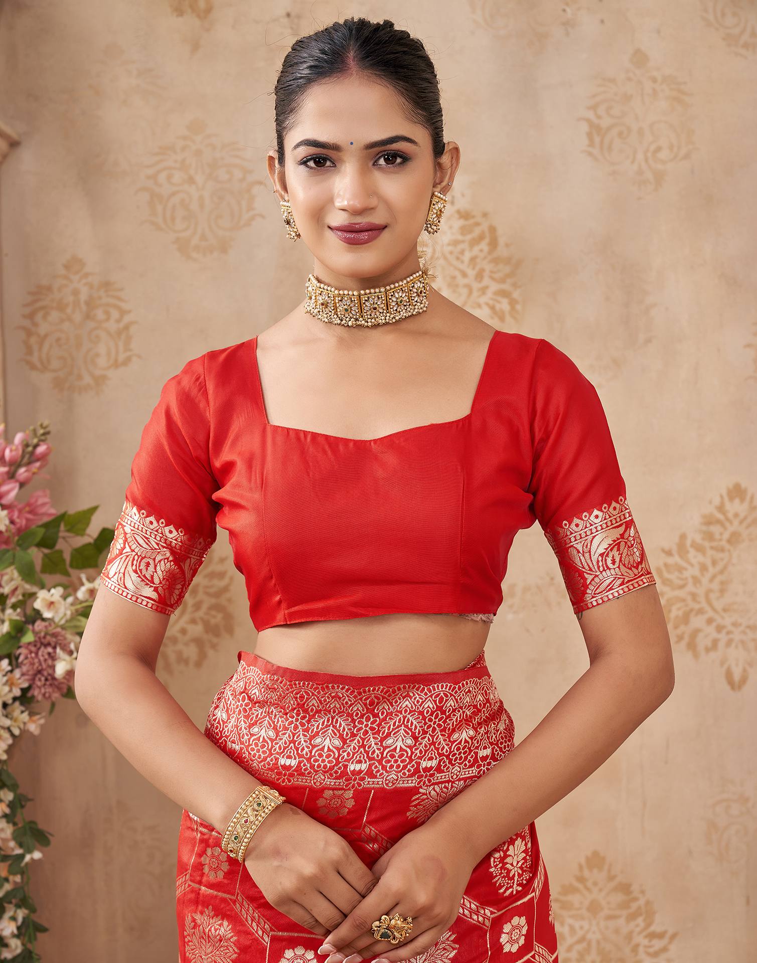 Red Silk Woven Banarasi Saree