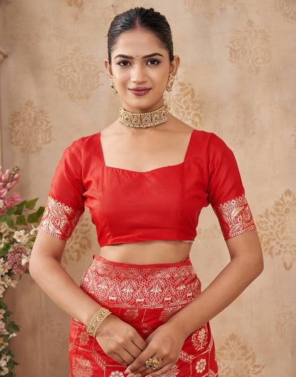Red Silk Woven Banarasi Saree