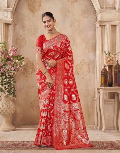 Red Silk Woven Banarasi Saree