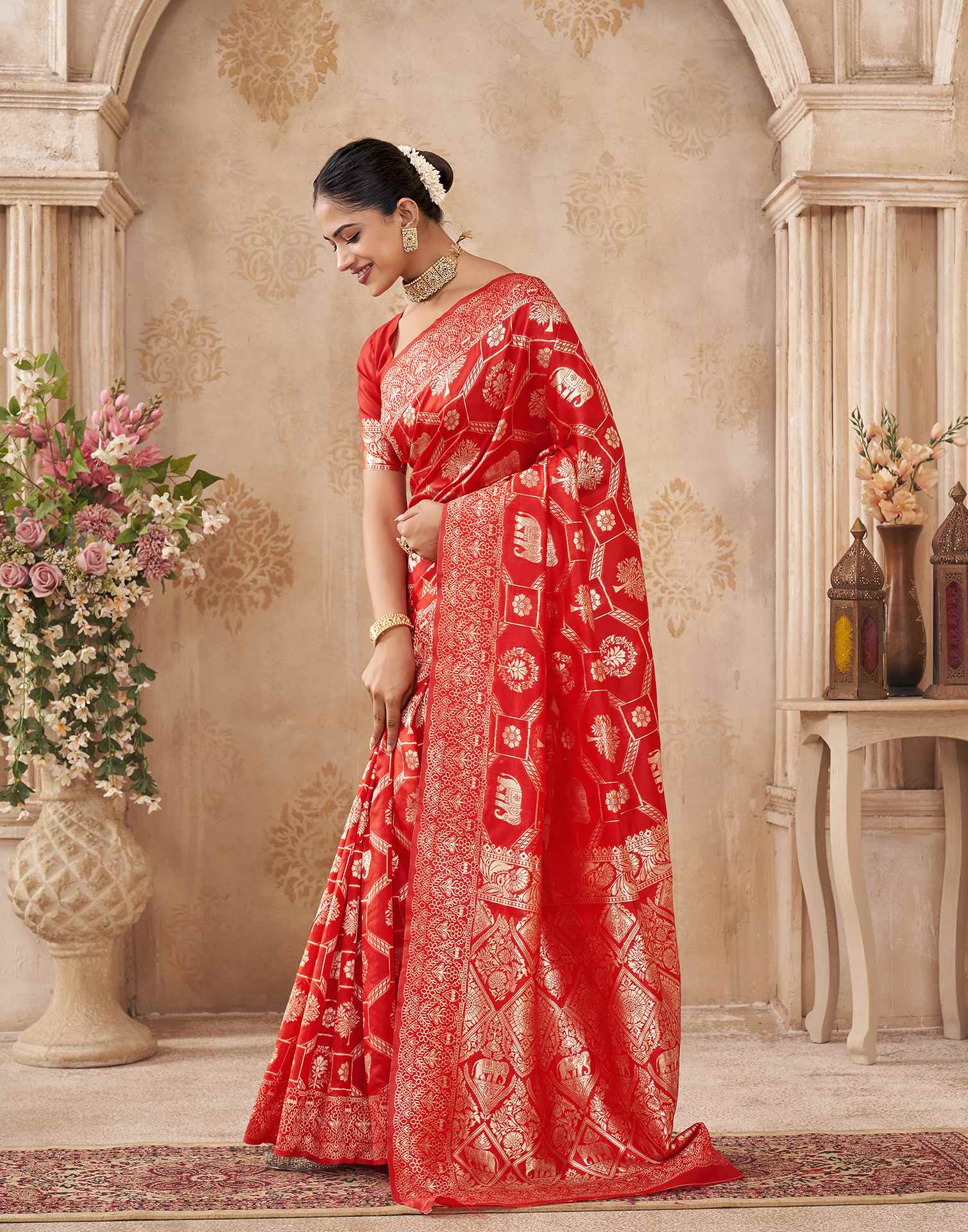 Red Silk Woven Banarasi Saree