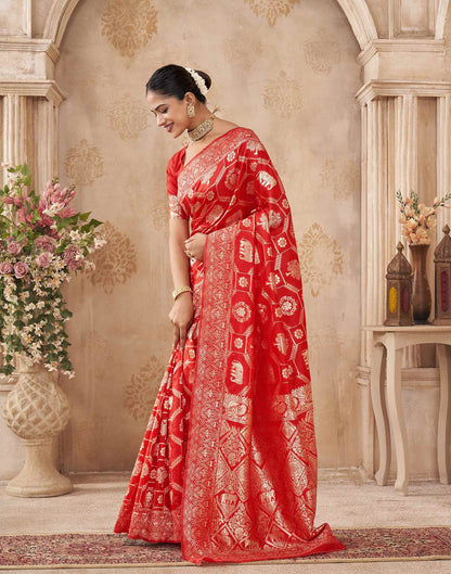 Red Silk Woven Banarasi Saree