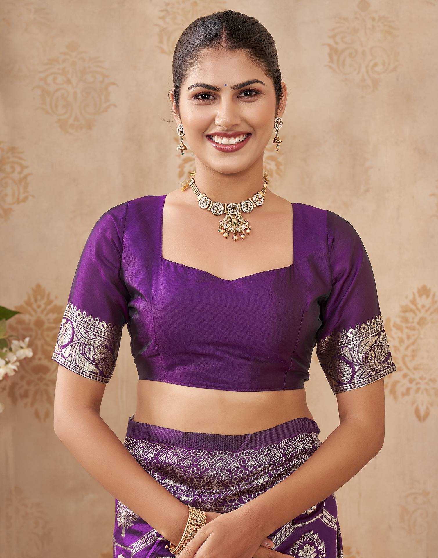 Purple Silk Woven Banarasi Saree