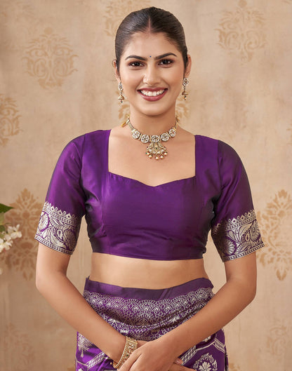 Purple Silk Woven Banarasi Saree