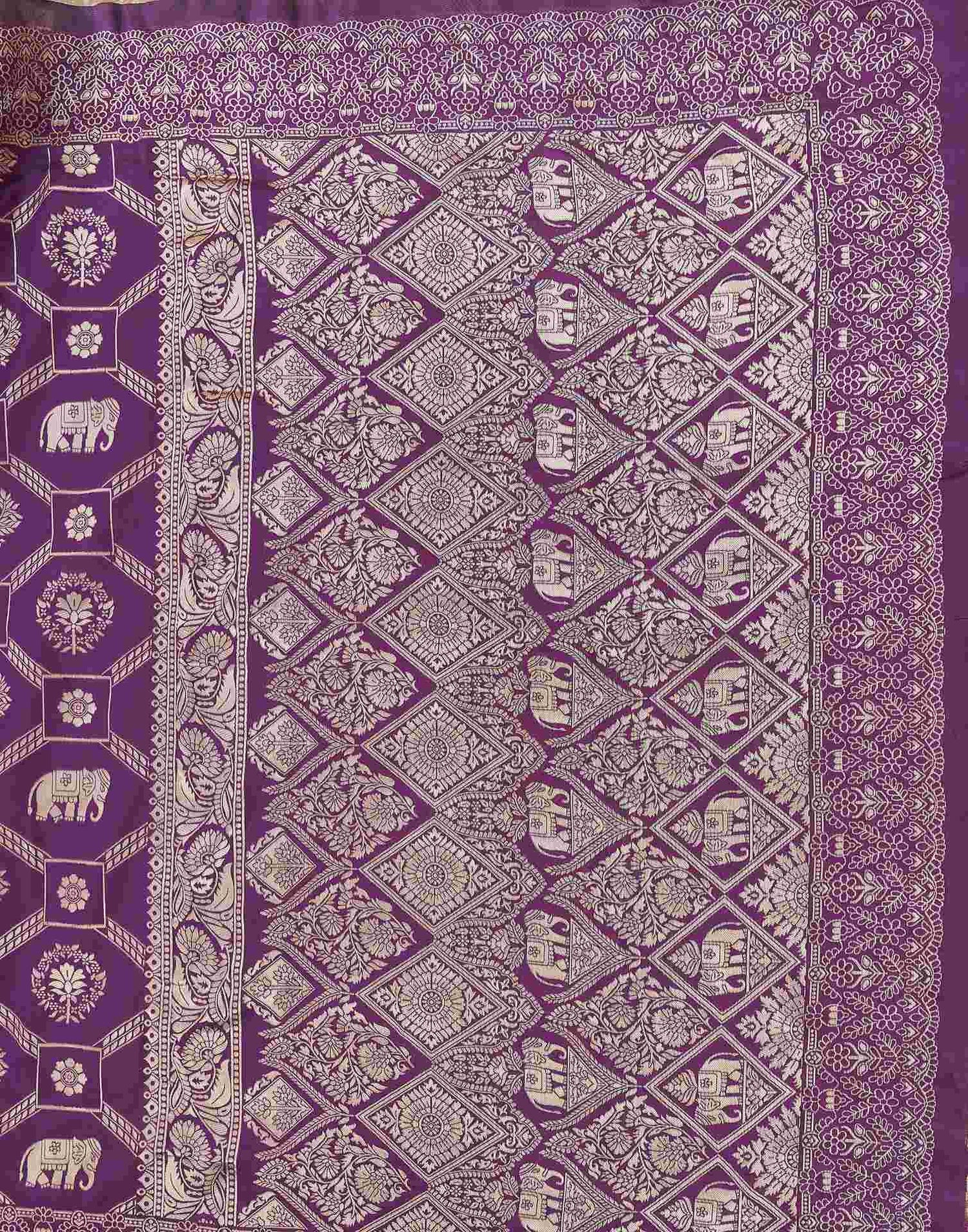 Purple Silk Woven Banarasi Saree