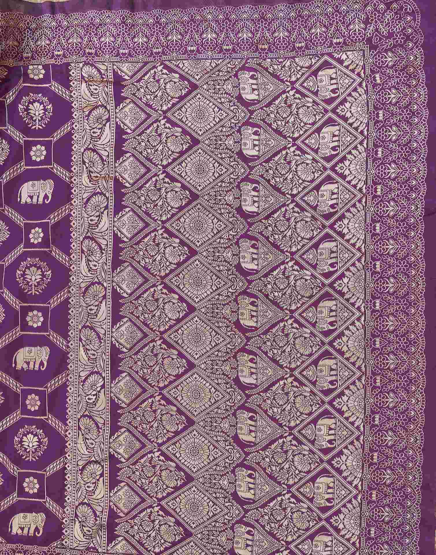 Purple Silk Woven Banarasi Saree
