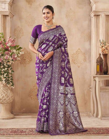 Purple Silk Woven Banarasi Saree