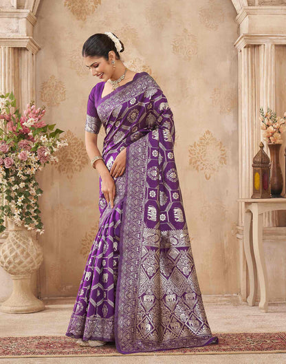 Purple Silk Woven Banarasi Saree