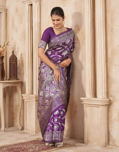 Purple Silk Woven Banarasi Saree
