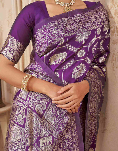 Purple Silk Woven Banarasi Saree