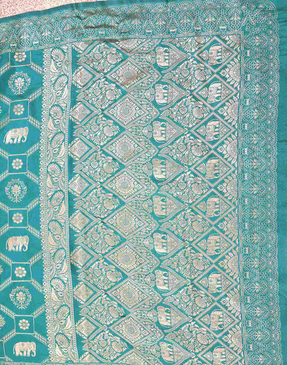 Turquoise Silk Woven Banarasi Saree