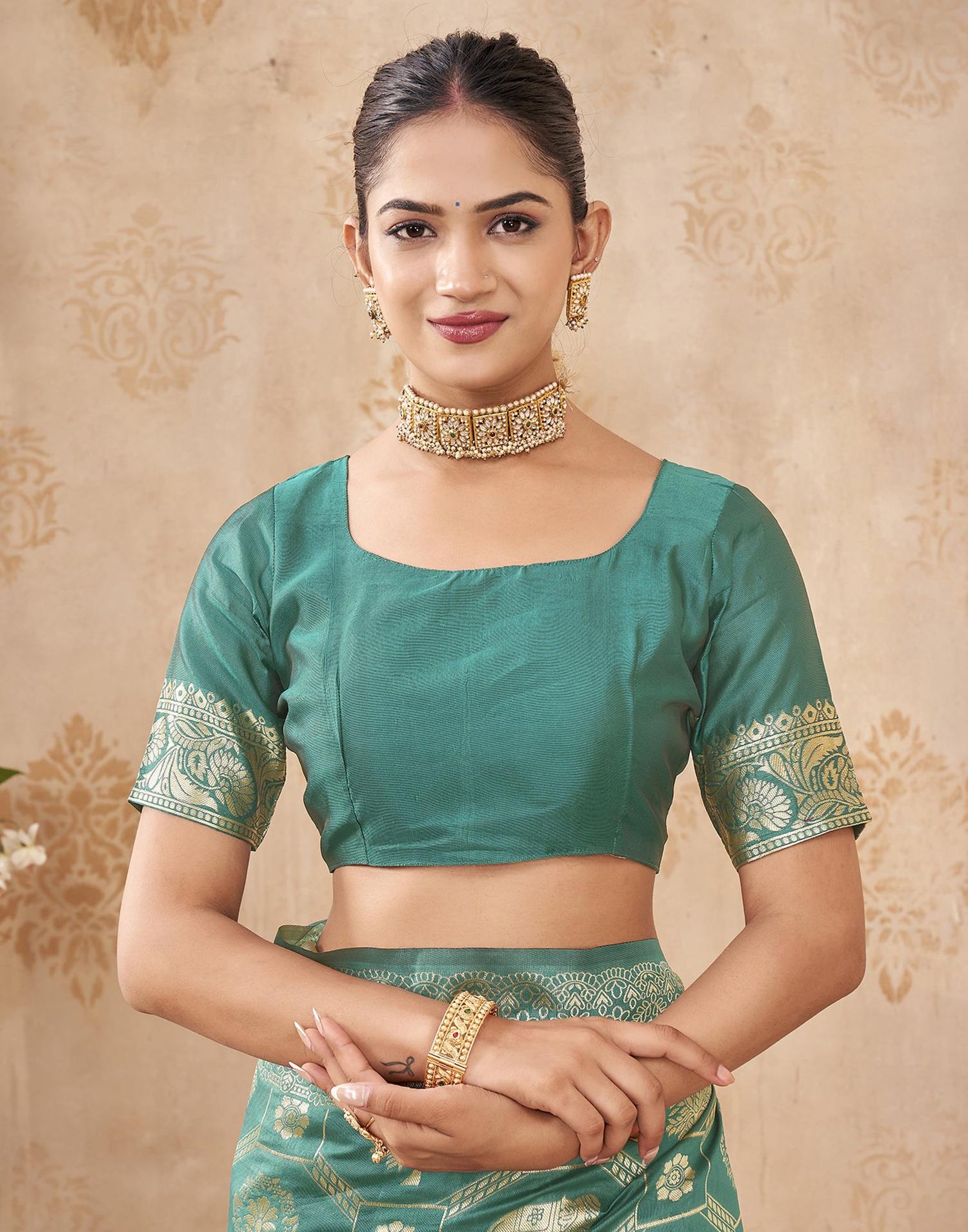 Turquoise Silk Woven Banarasi Saree