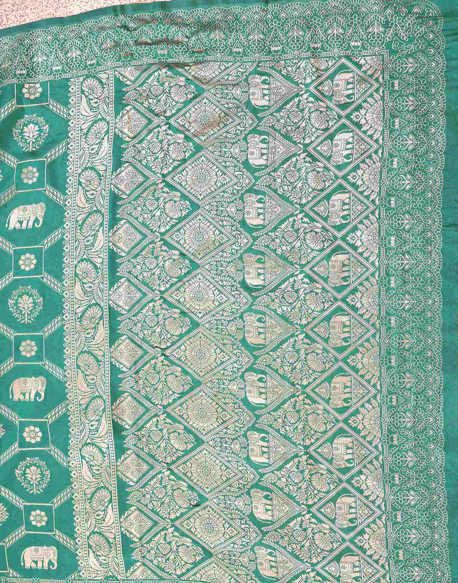 Turquoise Silk Woven Banarasi Saree